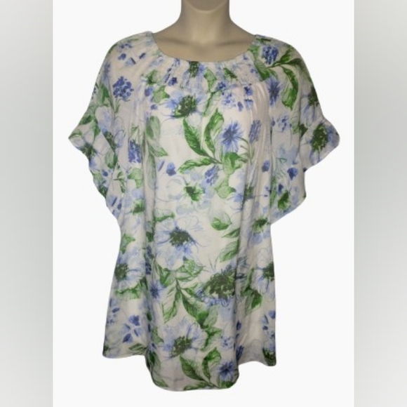 Mlle Gabrielle White/Blue Floral Dress Size Small - Picture 3 of 8